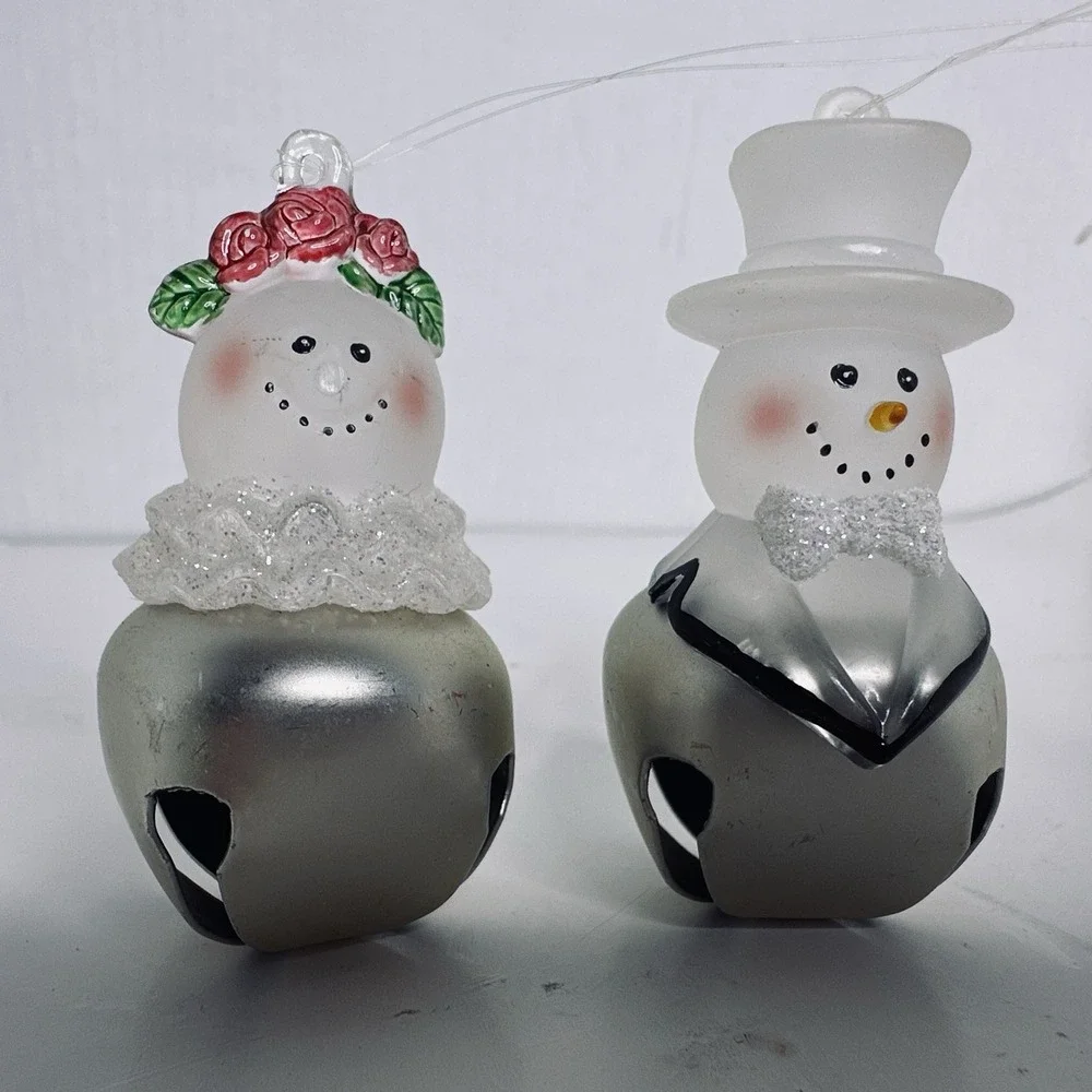 Snowman bride‎ & groom jingle buddies ornament 2 1/2